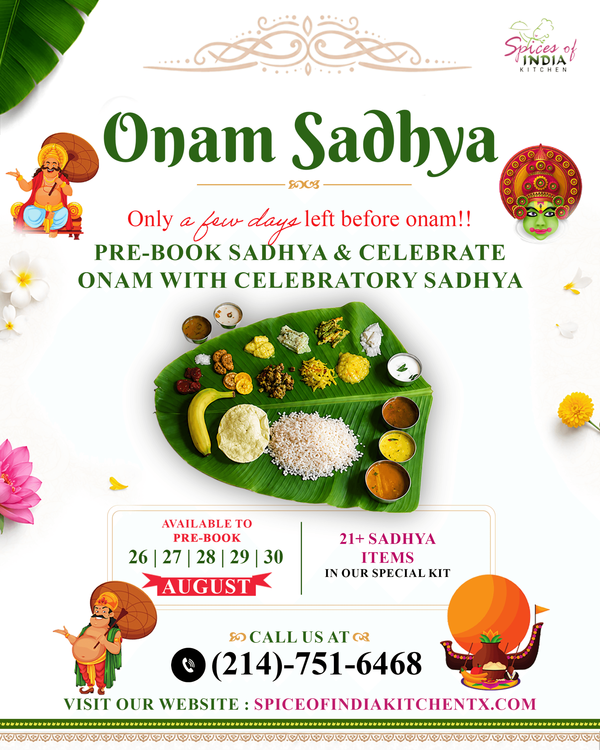Spices of India Kitchen - Onam Sadhya Festive Special